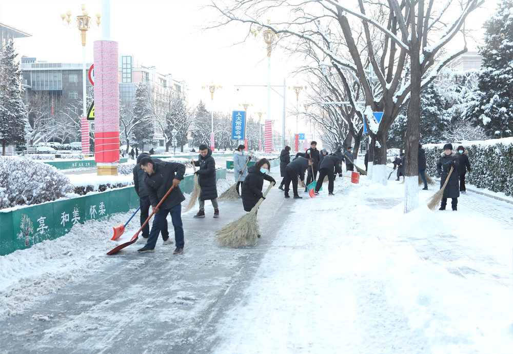 區人大常委會機關干部開展掃雪鏟冰活動